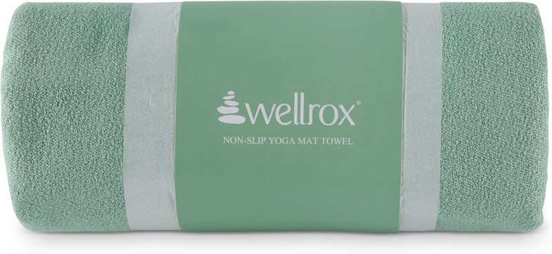 Wellrox Microfiber Yoga Mat Towel with Grip – Ultra Absorbent, Super Soft, and Quick Dry Hot Yoga Towel Non Slip for Pilates, Bikram, and Fitness Workouts (74” x 26”, Green) - Image 1